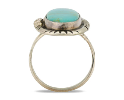 Navajo Ring .925 Silver Nevada Turquoise Native American Artist C.1980's