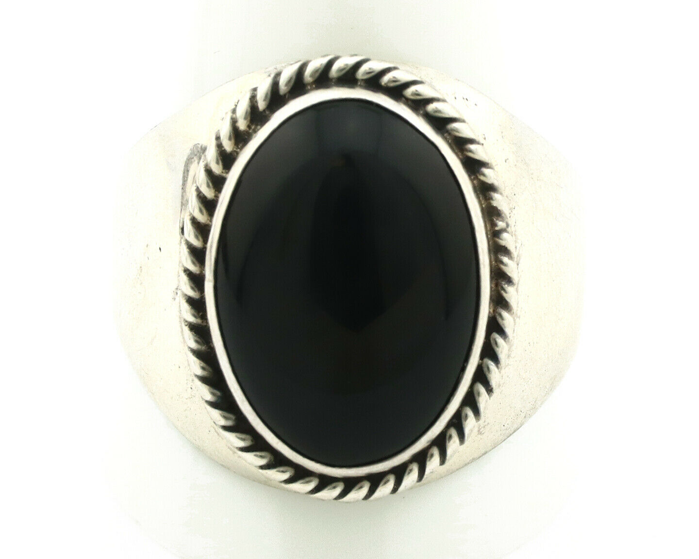 Navajo Ring .925 Silver Handmade Black Onyx Native American Artist C.80's