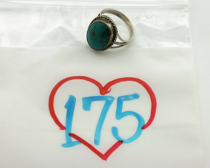 Navajo Ring .925 Silver Blue Turquoise Native American Artist C.1980's