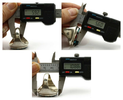 Zuni Inlaid Ring .925 Silver Gemstone Artist Richard & Geneva Terraza C.1980's