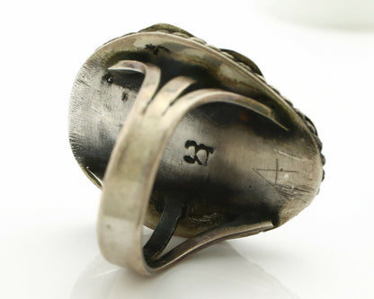 Navajo Handmade Ring .925 Silver Green Turquoise Artist Signed DC C.1980's