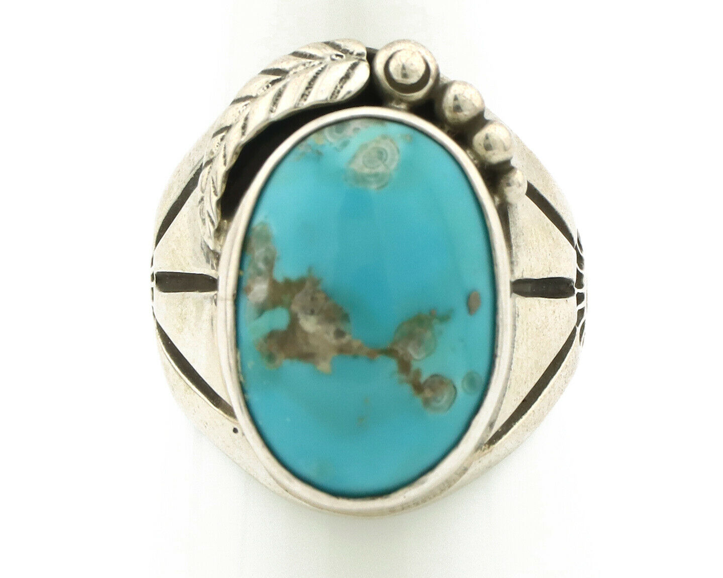 Navajo Ring .925 Silver Turquoise Mountain Native American Artist C.80's