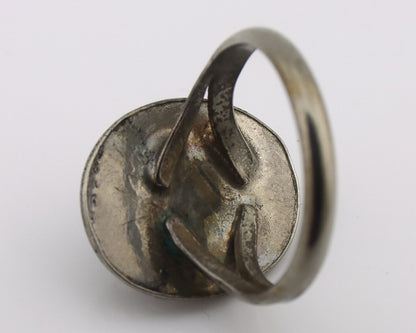 Navajo Handmade Ring 925 Silver Kingman Turquoise Native Artist C.80's