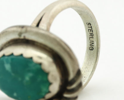 Navajo Ring .925 Silver Natural Aqua Turquoise Native American Artist C.1980's
