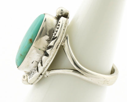 Navajo Ring .925 Silver Natural Mined Turquoise Artist Signed Gecko C.80's