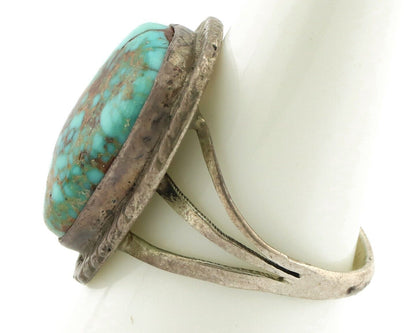 Navajo Ring 925 Silver Natural Blue Turquoise Native Signed DZ C.80's