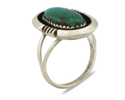 Navajo Ring .925 Silver Kingman Turquoise Native American Artist C.1980's
