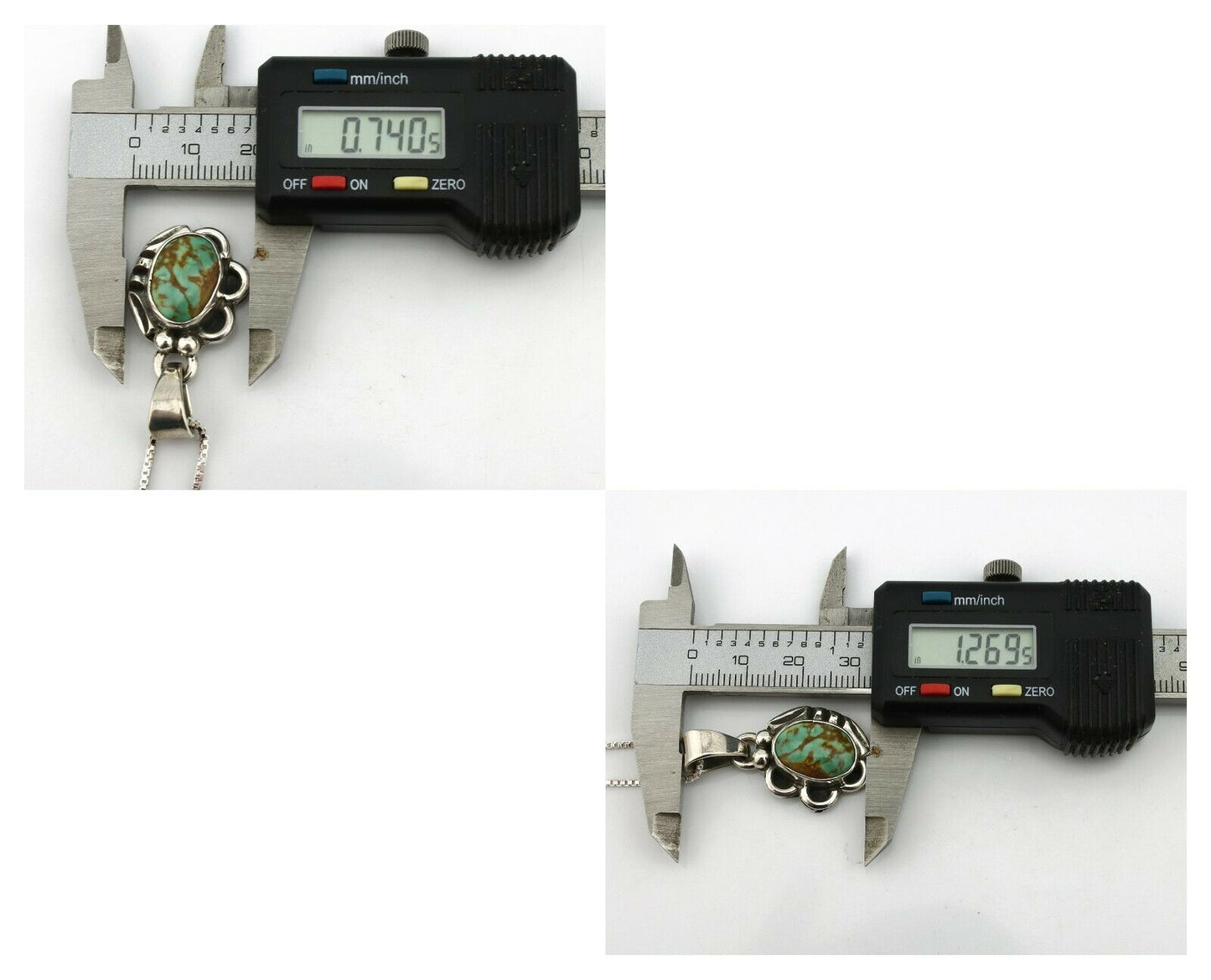 Navajo Kingman Turquoise Pendant .925 Silver Hand Stamped Signed Gecko C.80's