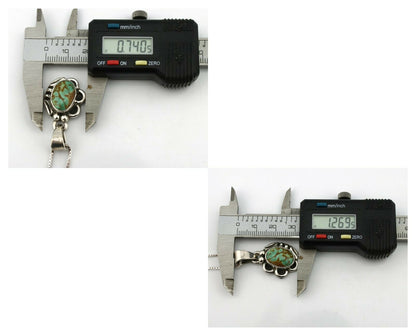 Navajo Kingman Turquoise Pendant .925 Silver Hand Stamped Signed Gecko C.80's