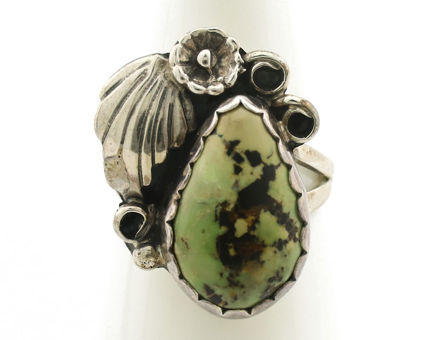 Navajo Ring .925 Silver Natural Turquoise Handmade Native American Artist C.80s