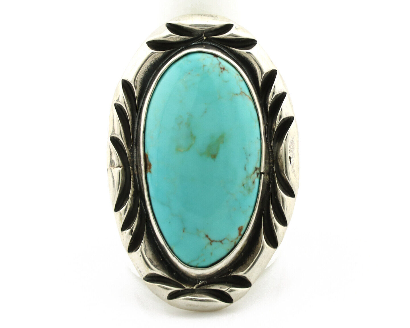 Men's Navajo Ring 925 Silver Blue Turquoise Artist Signed C Montoya C.80's