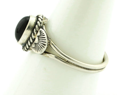 Navajo Ring 925 Silver Natural Mined Black Onyx Native American Artist C.80's