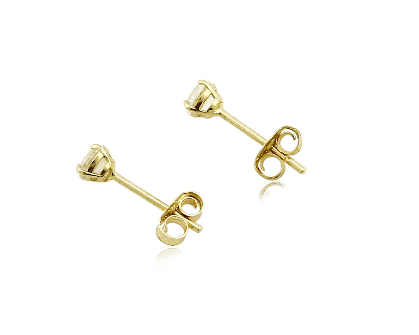 SOLID 14k Yellow Gold Basket 4 Prong 3.0mm Wide Simulated Diamond Stud Earrings