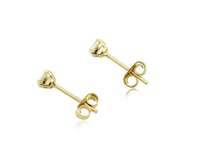 SOLID 14k Yellow Gold Basket 4 Prong 3.0mm Wide Simulated Diamond Stud Earrings