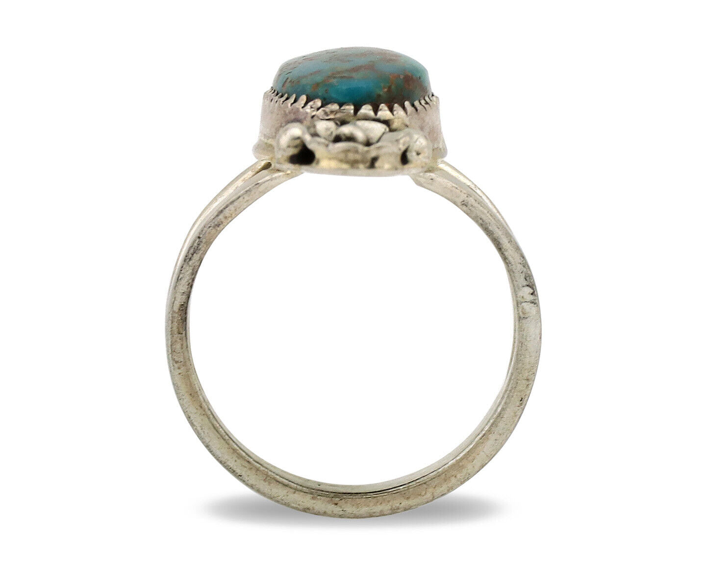 Navajo Ring .925 Silver Nevada Turquoise Native American Artist C.1980's