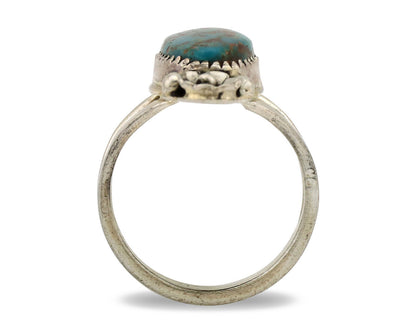 Navajo Ring .925 Silver Nevada Turquoise Native American Artist C.1980's