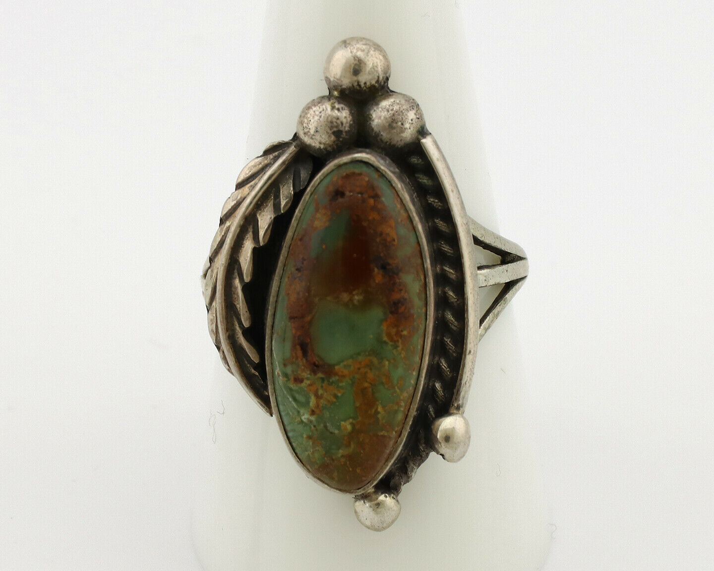 Navajo Ring .925 Silver Manassas Turquoise Signed Native Artist C.80's