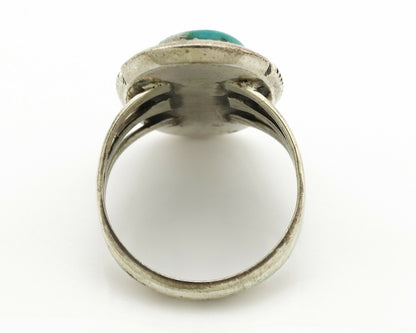 Navajo Ring .925 Silver Kingman Turquoise Native American Artist C.1980's