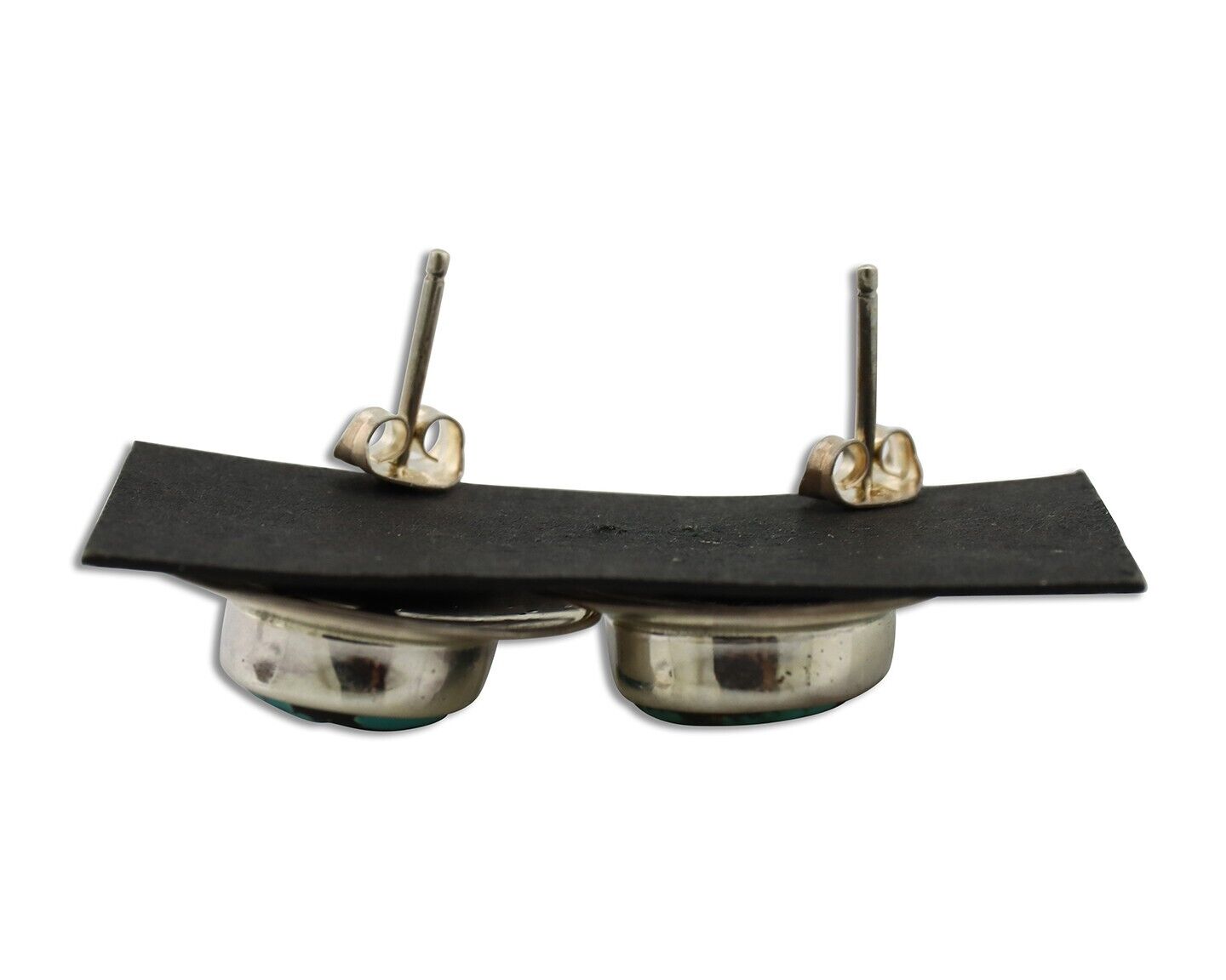 Navajo Earrings 925 Silver Blue Spiderweb Turquoise Native American Artist C90s