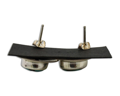 Navajo Earrings 925 Silver Blue Spiderweb Turquoise Native American Artist C90s