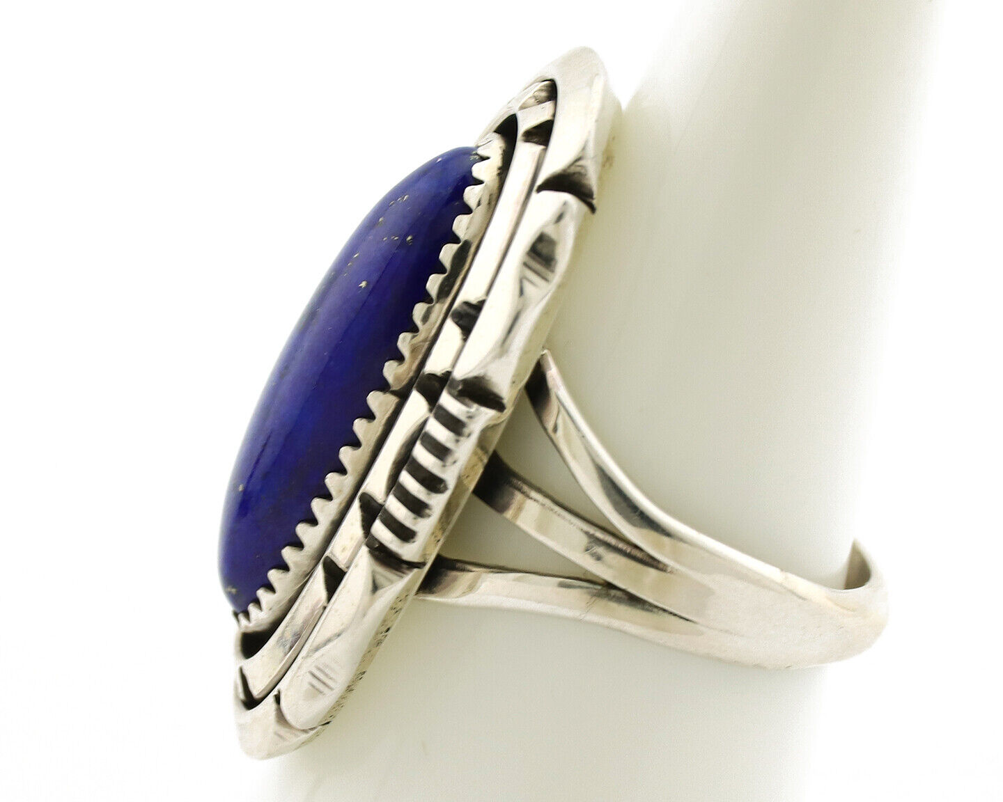 Navajo Ring 925 Silver Natural Lapis Lazuli Artist Signed William Denetdale C80s