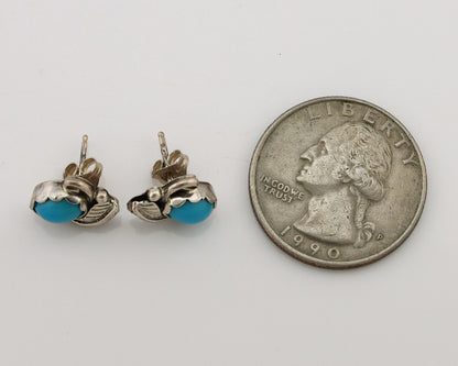 Navajo Earrings 925 Silver Natural Mined Turquoise Native American Artist C.80's
