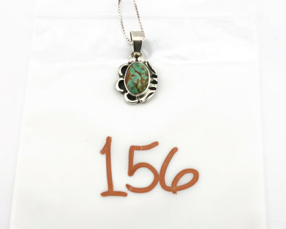 Navajo Kingman Turquoise Pendant .925 Silver Hand Stamped Signed Gecko C.80's