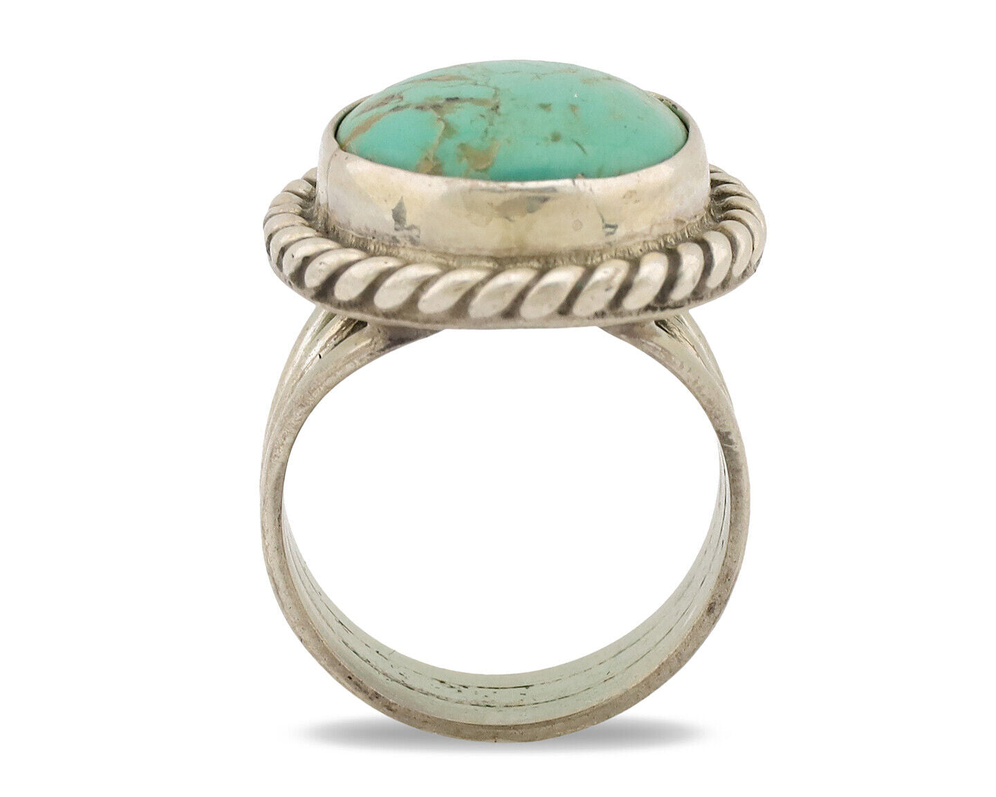 Navajo Ring .925 Silver Natural Kingman Turquoise Native American Artist C.1980s