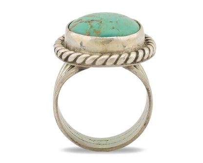 Navajo Ring .925 Silver Natural Kingman Turquoise Native American Artist C.1980s