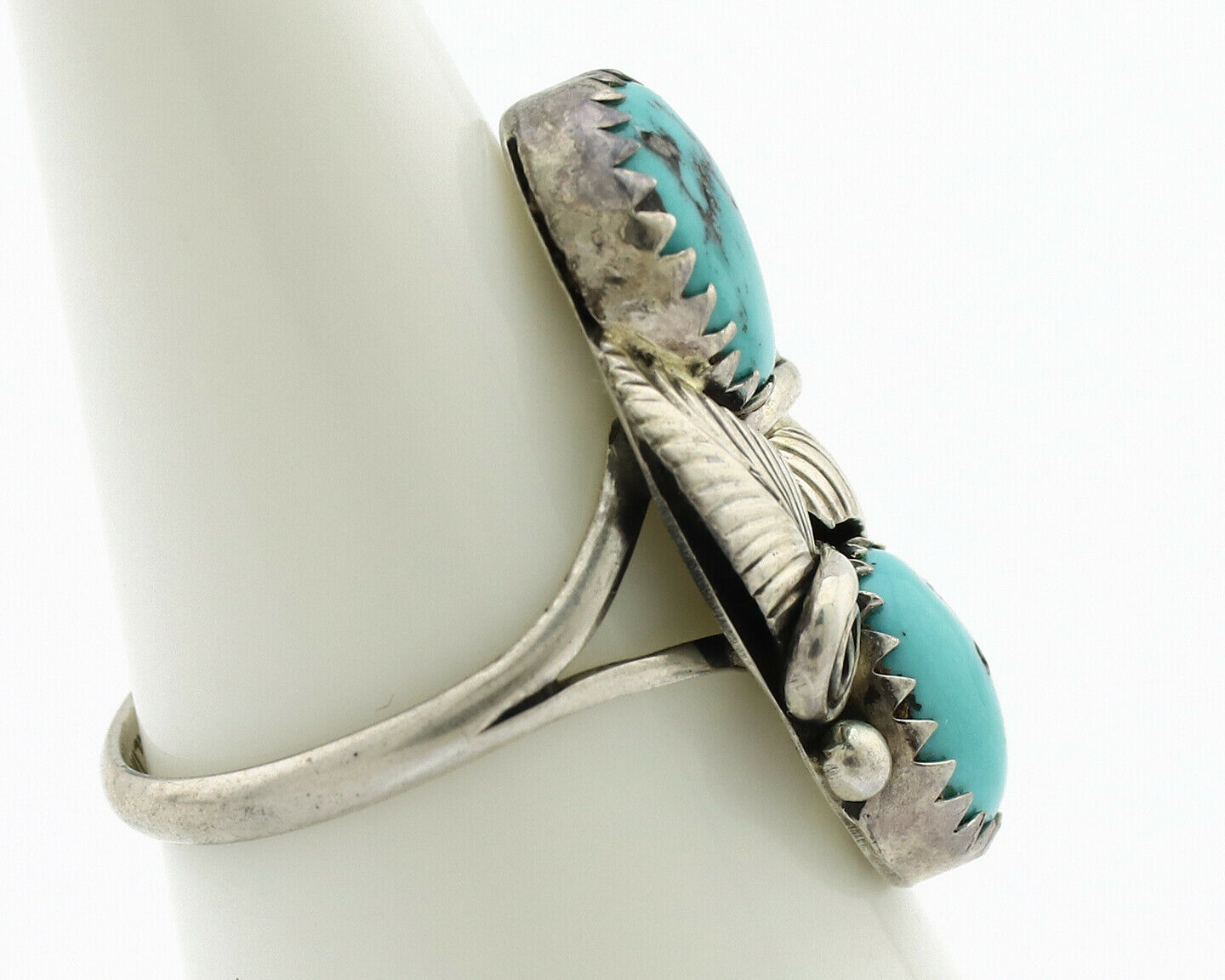 Navajo Ring .925 Silver Natural Blue Turquoise Native American Artist C.1980's