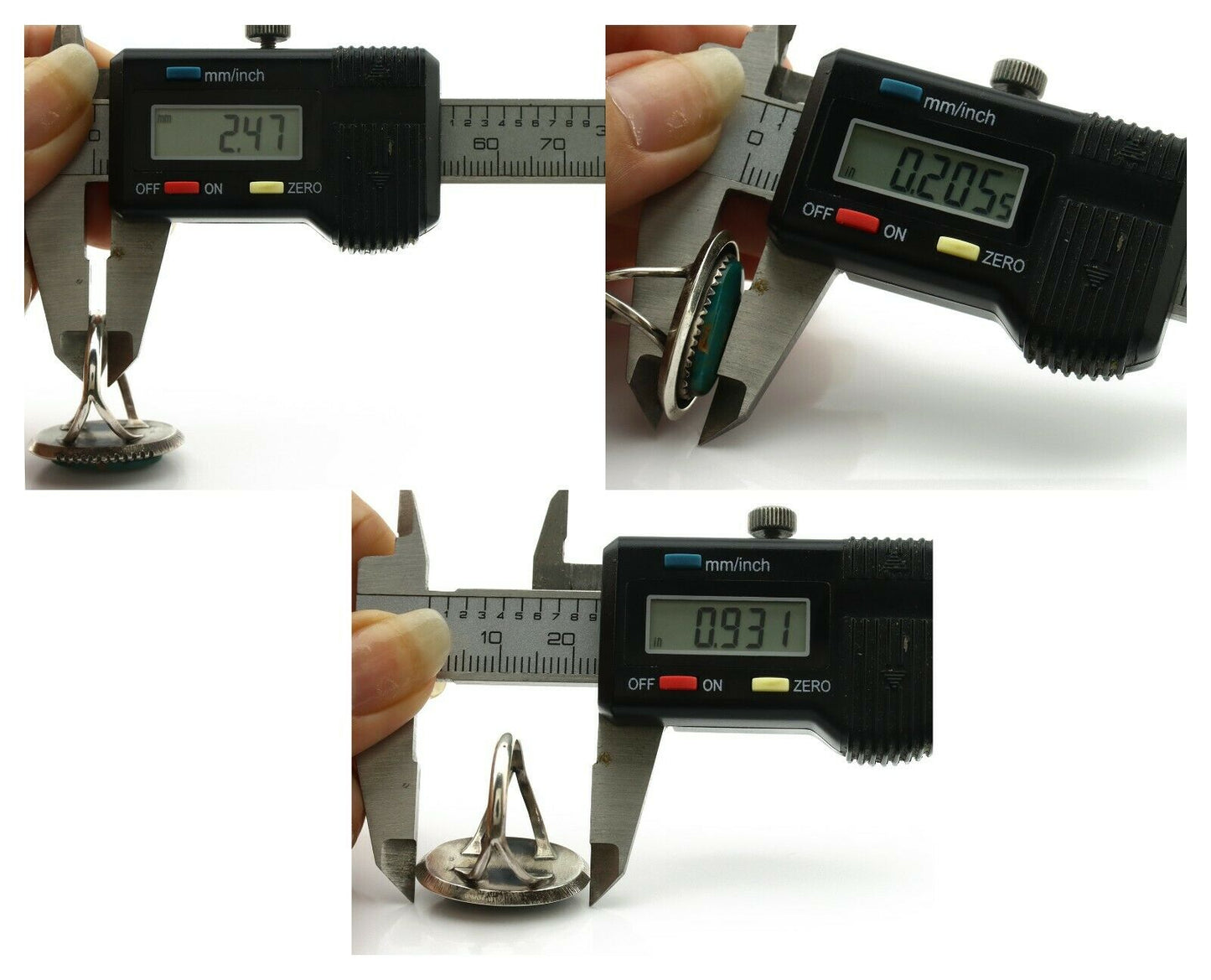 Navajo Ring .925 Silver Blue Turquoise Native American Artist Handmade C.80's