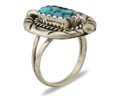 Navajo Ring 925 Silver Sleeping Beauty Turquoise Signed V & N EDSITTY C.80's