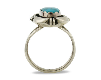 Navajo Ring .925 Silver Kingman Turquoise Handmade Native American Artist C.80's