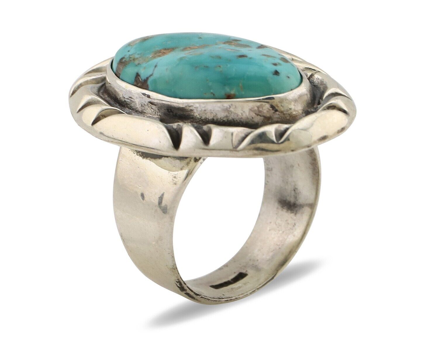 Navajo Ring 925 Silver Natural Blue Turquoise Native Artist Signed C Montoya C80