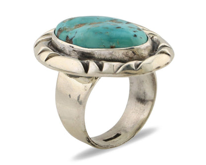Navajo Ring 925 Silver Natural Blue Turquoise Native Artist Signed C Montoya C80