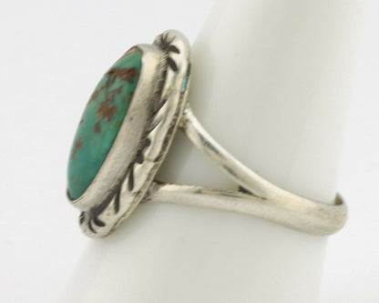 Navajo Ring .925 Silver Kingman Turquoise Native Artist Signed C.80's