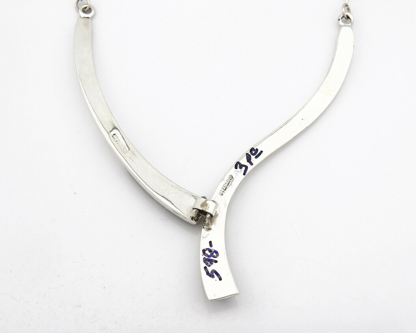 Women's Navajo Necklace .925 Silver Black Onyx Inlay C.80's