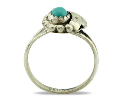 Navajo Ring .925 Silver Natural Blue Turquoise Artist Signed SN C.80's