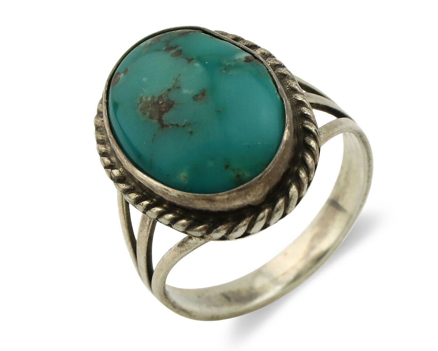 Navajo Ring .925 Silver Blue Turquoise Native American Artist C.1980's
