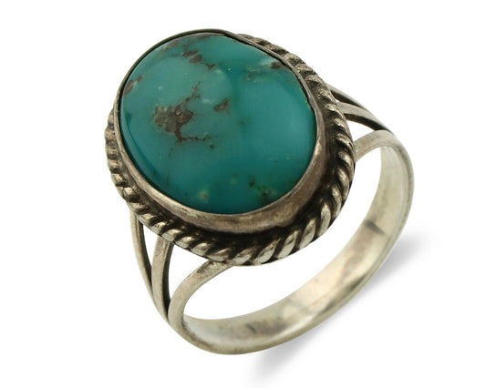 Navajo Ring .925 Silver Blue Turquoise Native American Artist C.1980's