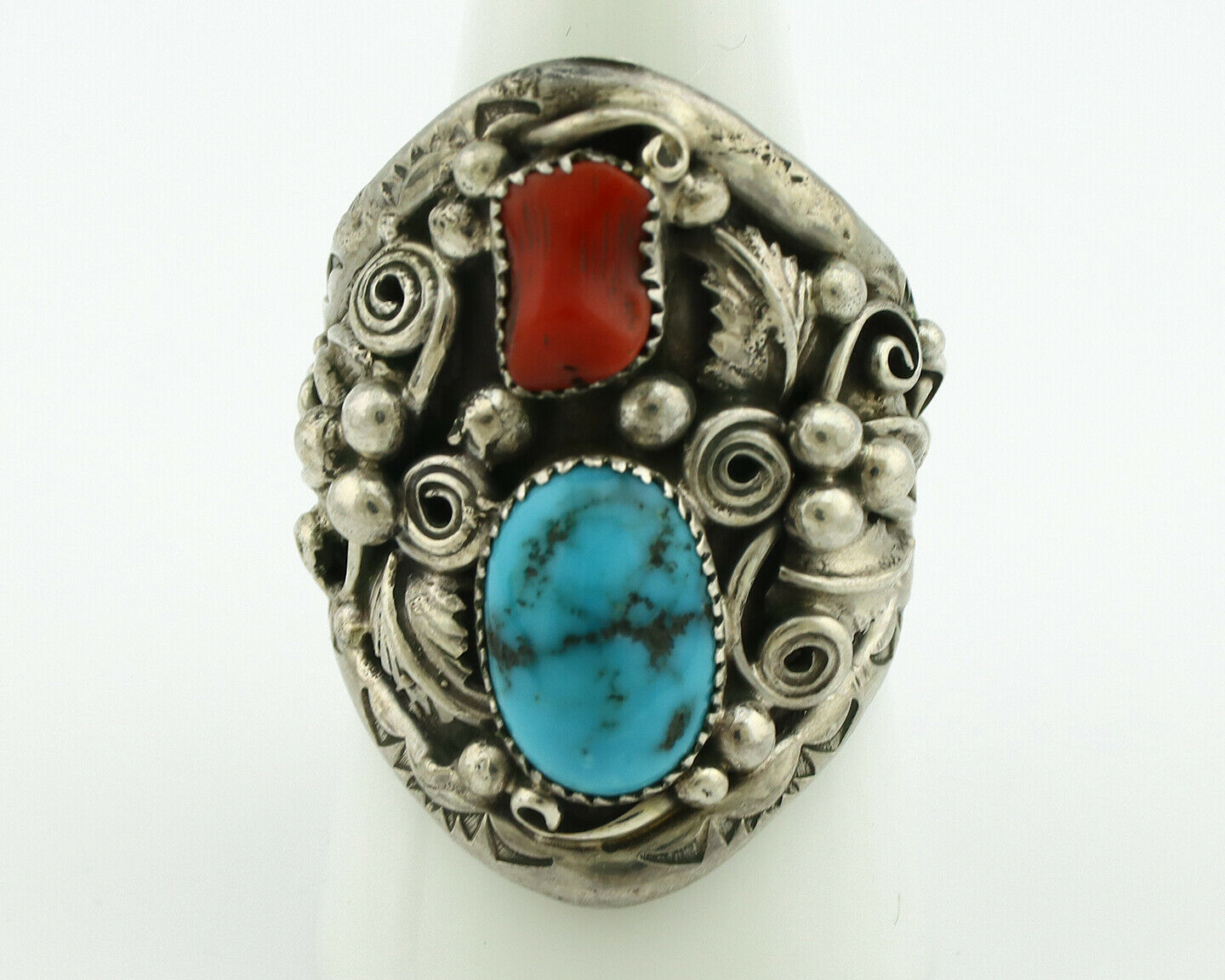 Navajo Ring .925 Silver Natural Blue Turquoise Native American Artist C.80's