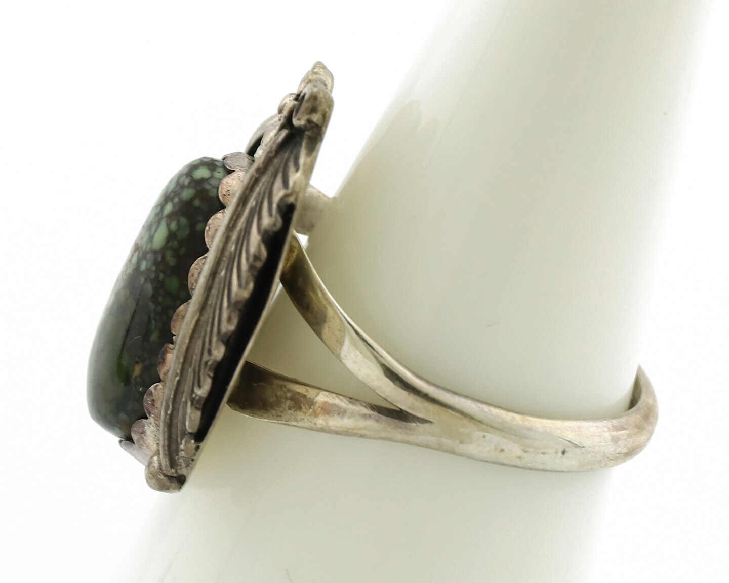 Navajo Ring .925 Silver Spiderweb Turquoise Native American Artist C.1980s