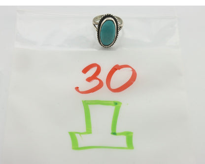 Navajo Ring .925 Silver Natural Blue Turquoise Native American Artist C.80's