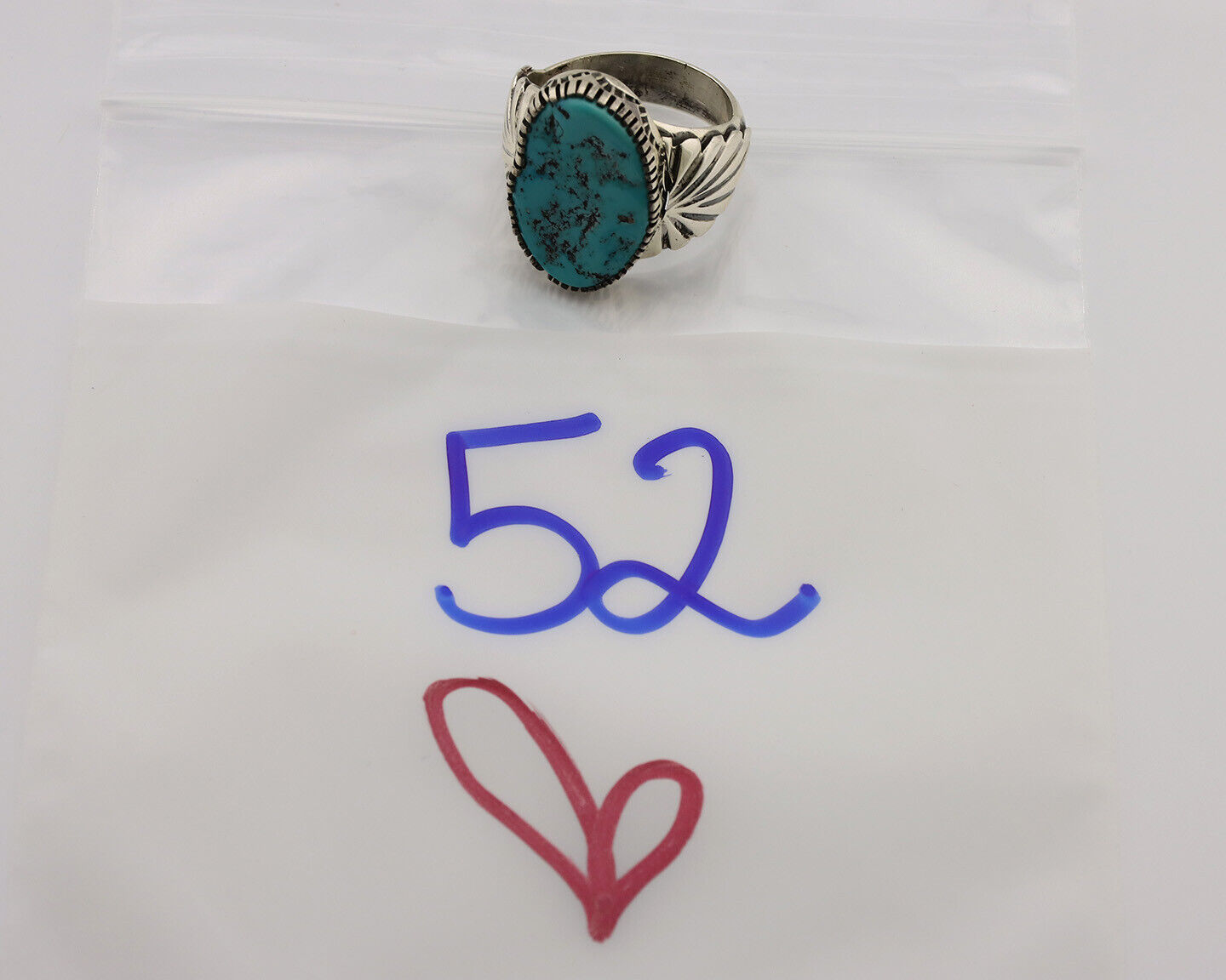 Navajo Ring .925 Silver Sleeping Beauty Turquoise Artist Signed DK C.80's