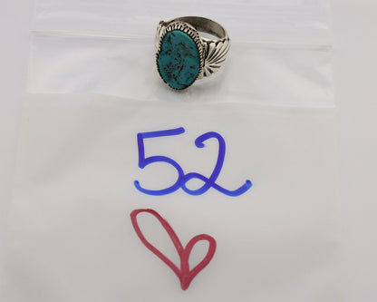 Navajo Ring .925 Silver Sleeping Beauty Turquoise Artist Signed DK C.80's