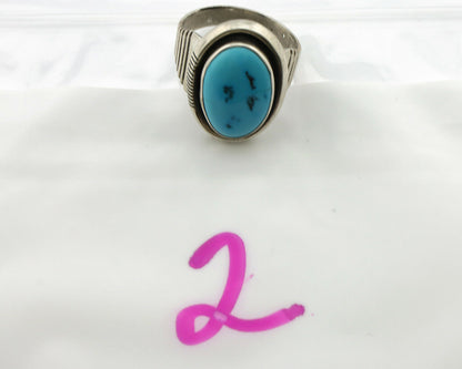 Navajo Ring .925 Silver Sleeping Beauty Turquoise Artist Signed PS C.80's