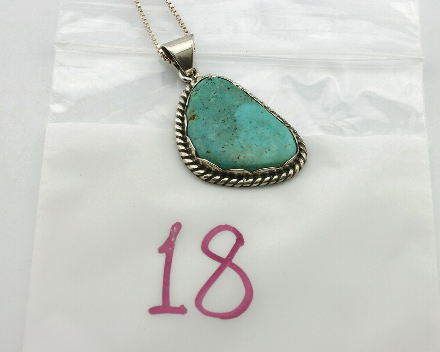 Navajo Handmade Pendant Necklace .925 Silver Artist Signed Sunrise C.80's