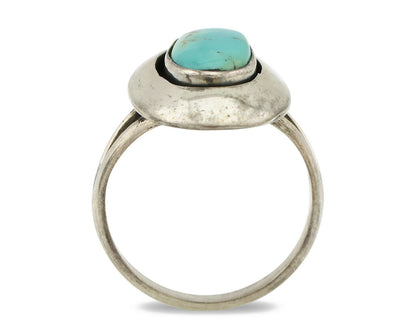 Navajo Shadow Box Ring .925 Silver Blue Turquoise Signed M Montoya C80s