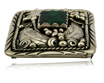 Navajo Belt Buckle .925 Silver Turquoise Native Artist Signed C Montoya C.80's