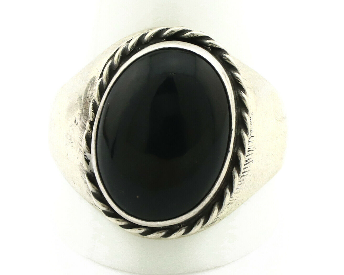 Navajo Ring .925 Silver Handmade Black Onyx Native American Artist C.80's